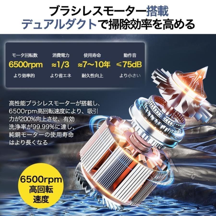 掃除機コードレス50000pa強力吸引自立軽量ハンディー掃除機自走式5WAYHEPAフィルター吸引水拭去一体充電式車