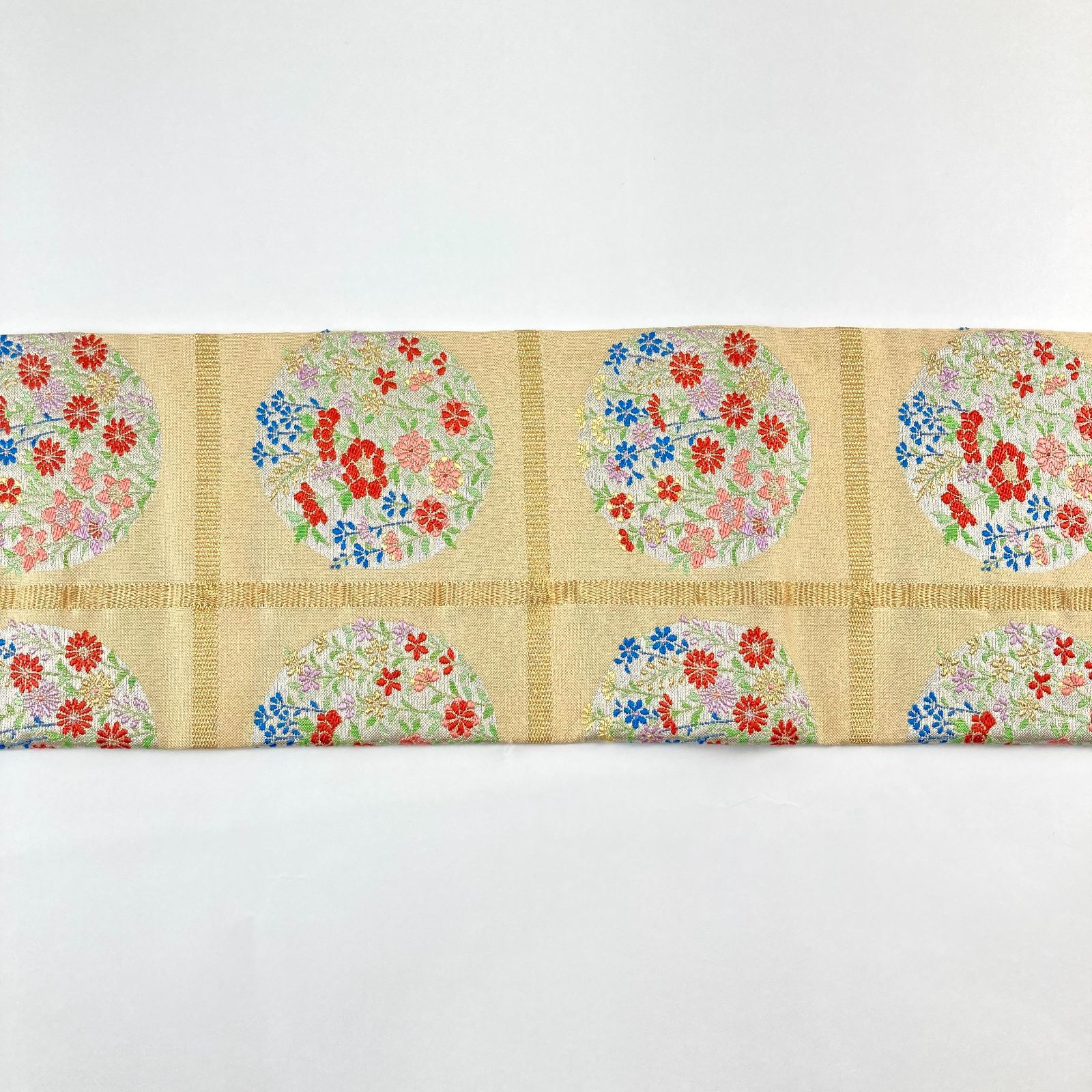 平和屋野田店□夏物 八寸名古屋帯 色紙重ね風景萩文 金