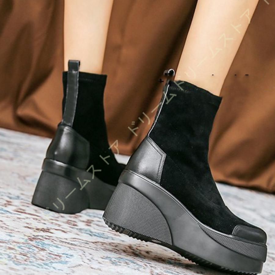 レディース ショートブーツ 革 柔らかい フラット ファスナー付き