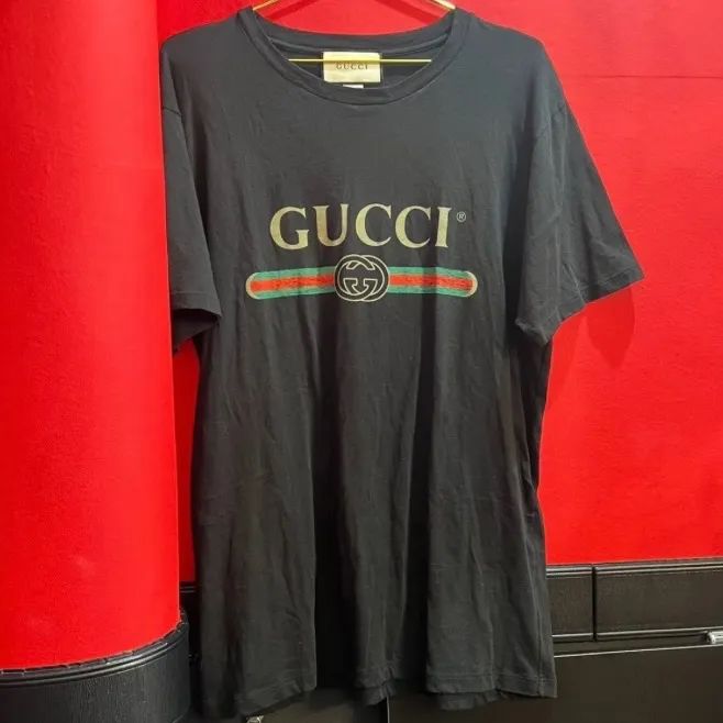 極美品】☆ GUCCI グッチ ブランドロゴTシャツ GG コットン ブラック