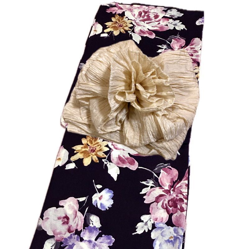 浴衣 2点セット 黒地に赤の花柄 上質 上品 大人 浴衣 単品 レディース 女性 和装 デート お祭り 夏祭り 花火