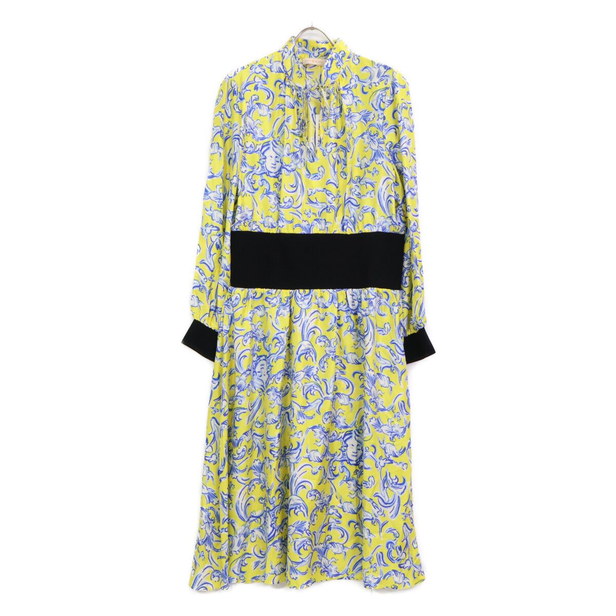 Tory Burch トリーバーチ 20年 76143 rib waist dress Yellow Swirl 14