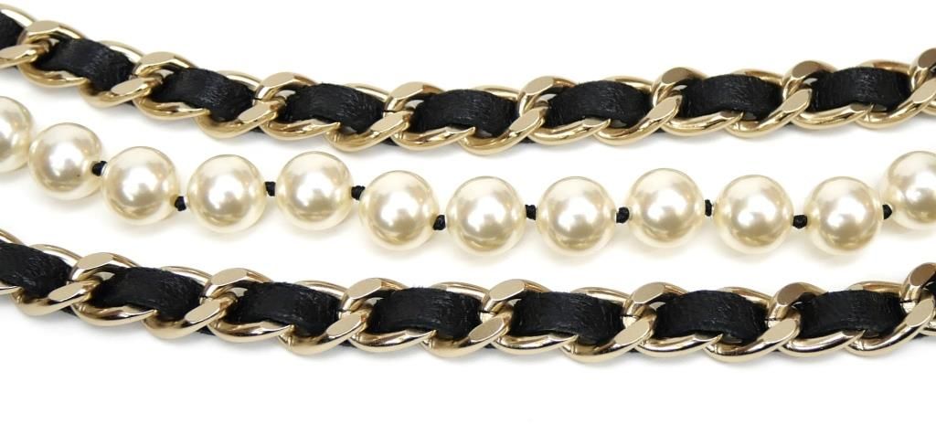 シャネル CHANEL チェーンベルト フェイクパール ココマーク B20C 黒