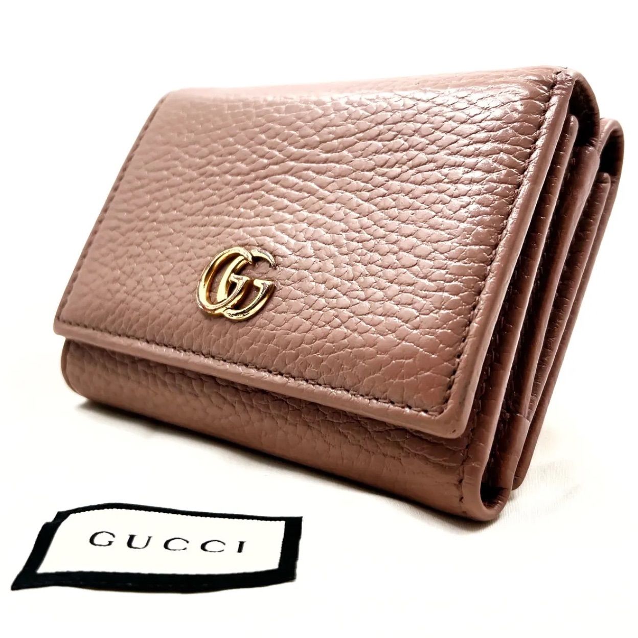 GUCCI 三つ折り財布 プチマーモント Wホック ピンクベージュ GUCCI 三