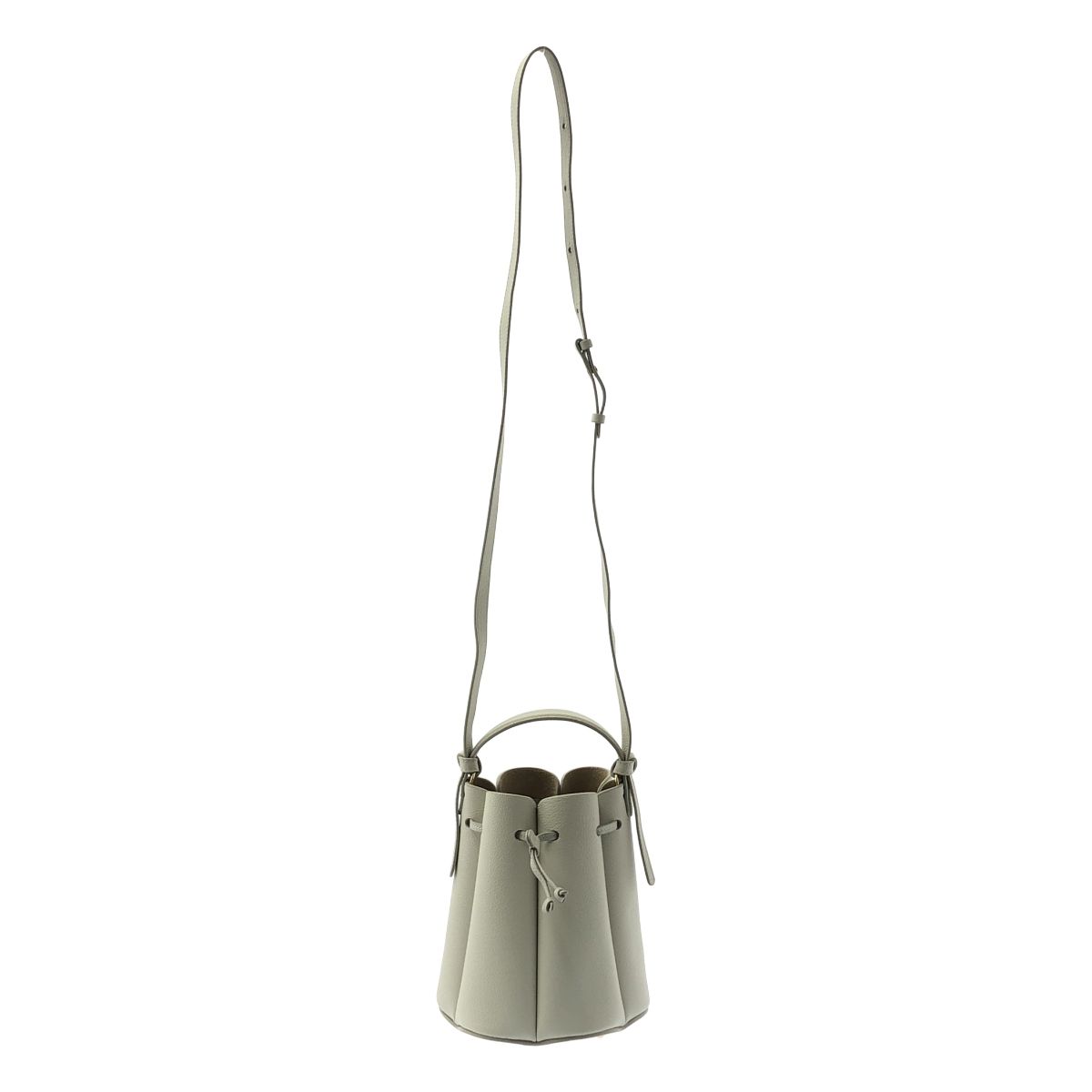 【美品】  POLENE / ポレーヌ | カヌレ ミニ レザー ショルダーバッグ | ホワイト | レディース 美品】 POLENE / ポレーヌ | カヌレ ミニ レザー ショルダーバッグ