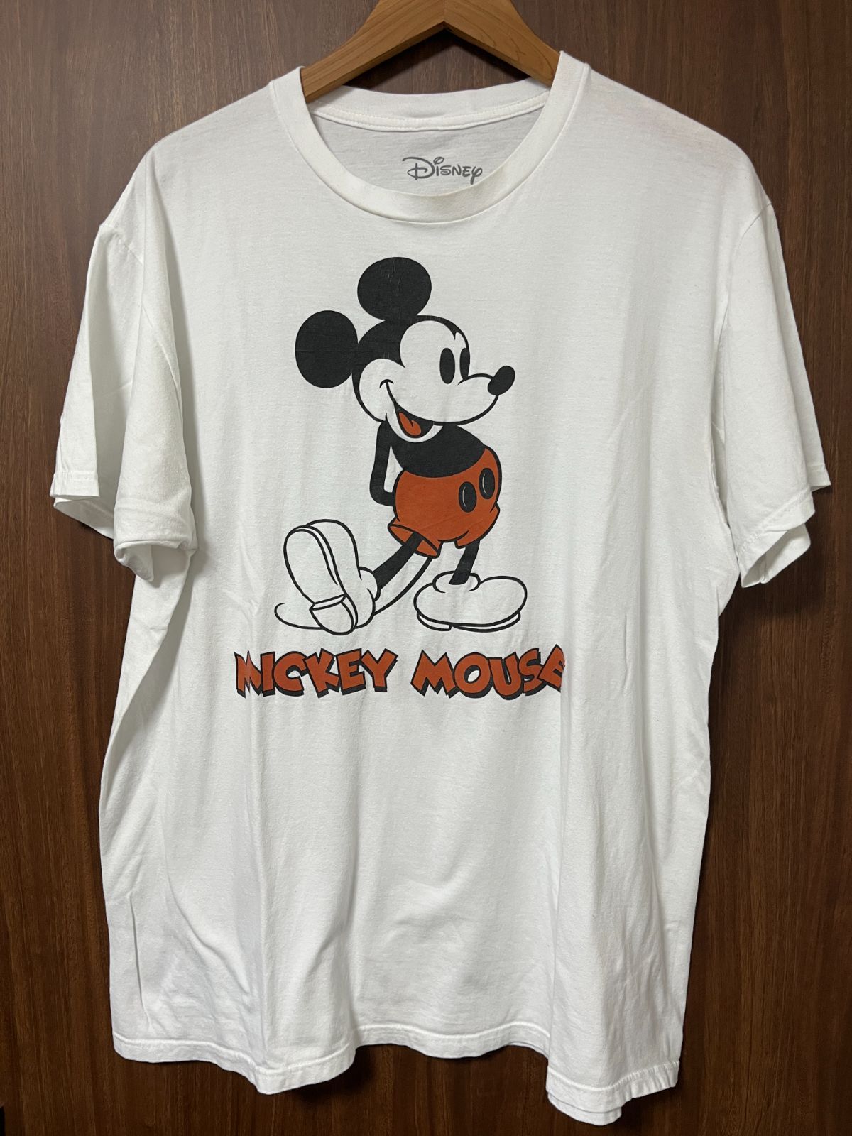 ミッキーマウス 両面プリント 白足 古着Tシャツ ホワイト XL