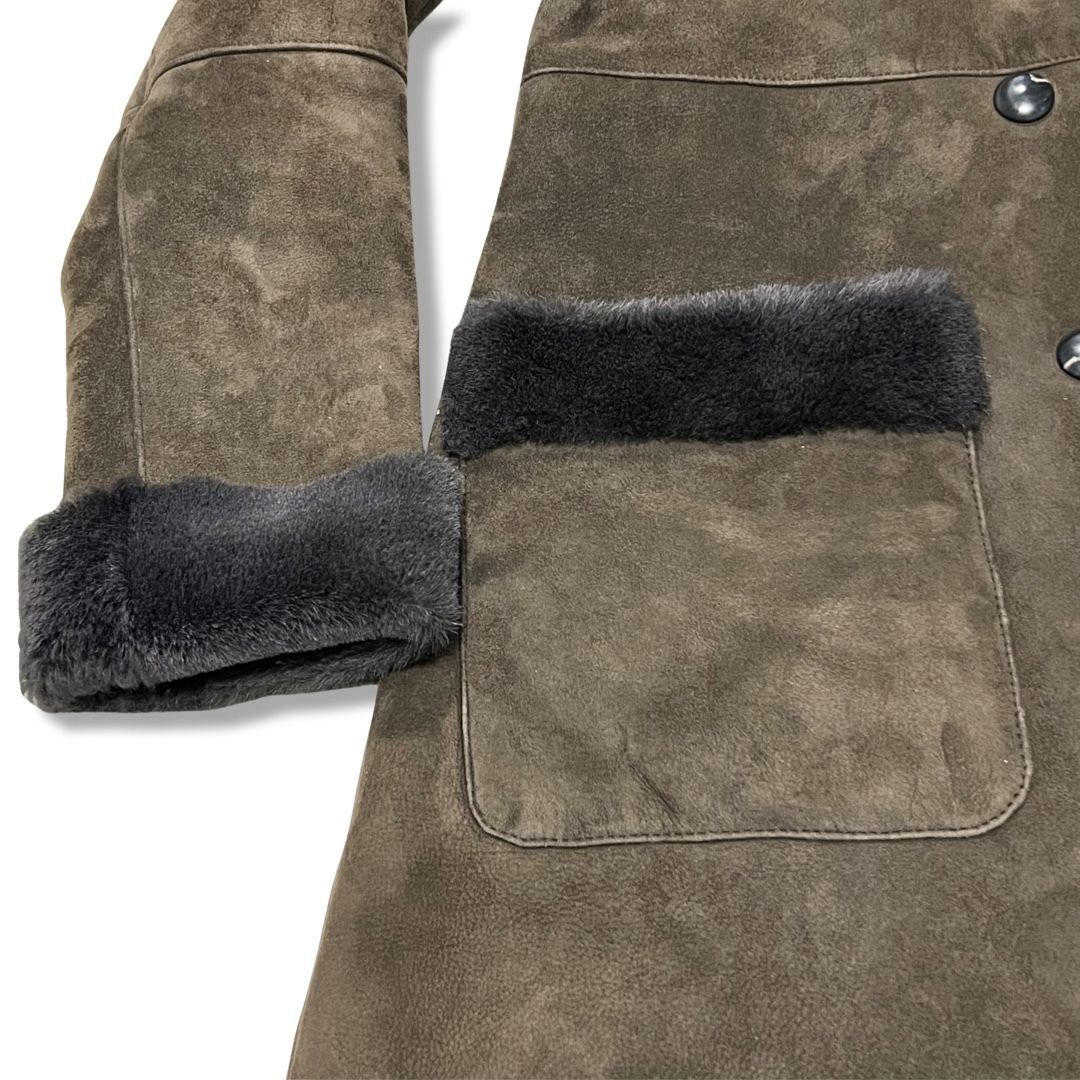 BALMAIN バルマン フード付き ミドル丈 ムートンコート ブラウン size