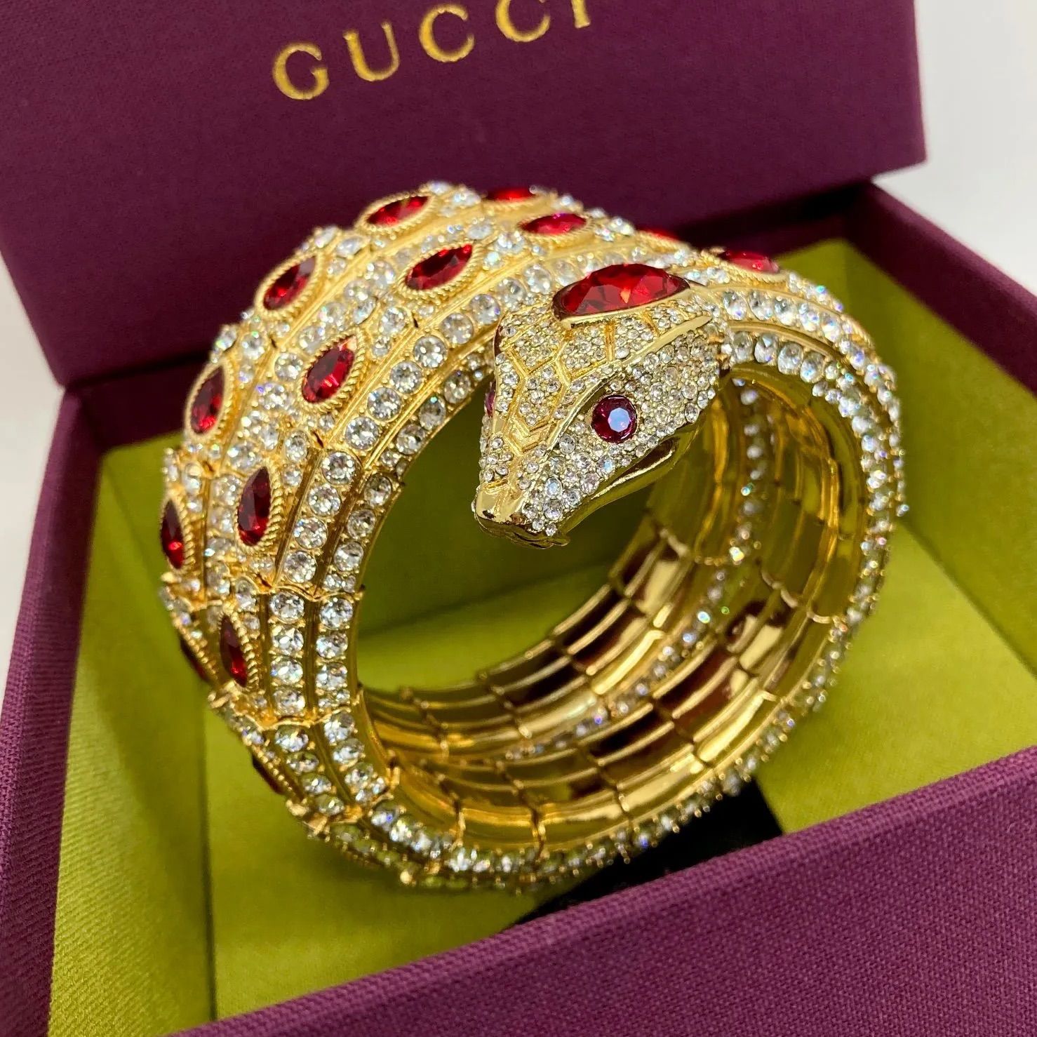 30万円 GUCCI/グッチ ガーデン クリスタル カラーストーン 蛇 スネーク