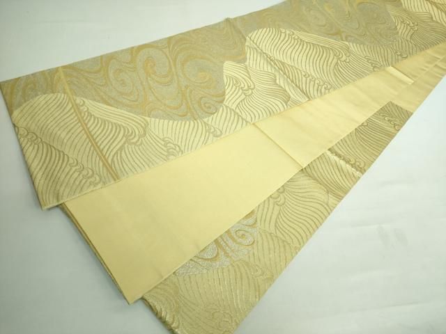 平和屋本店□極上 西陣 川島織物 六通柄 本袋帯 流水立波文 金銀糸