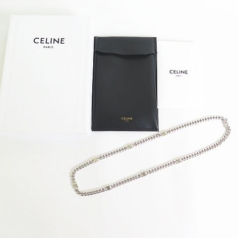 セリーヌ CELINE トリオンフ スモール グルメット ネックレス / ロジウムフィニッシュ ブラス AA 2sa6221