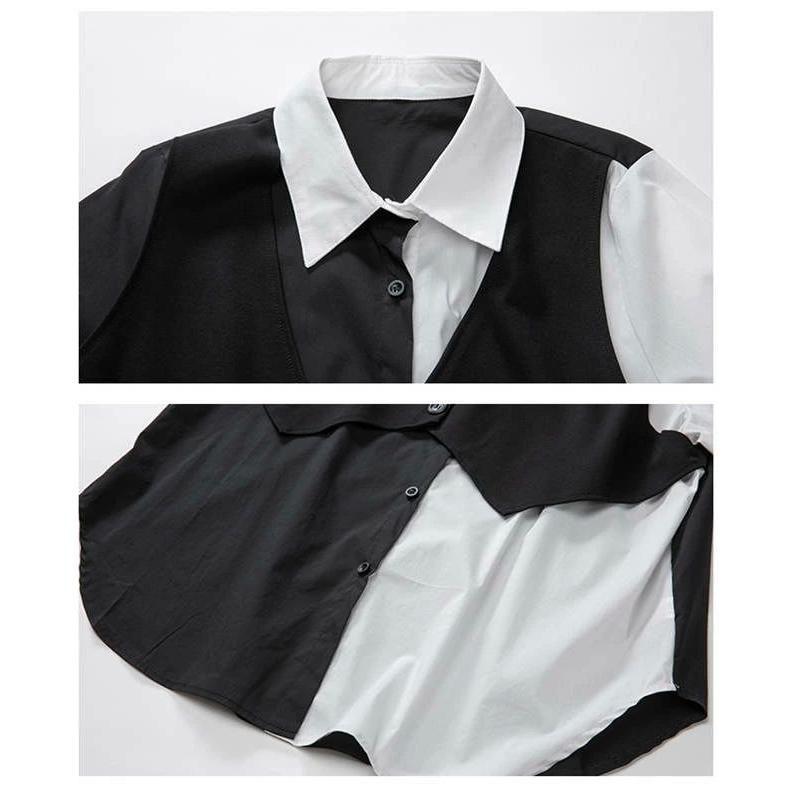 赤字覚悟!フェイクレイヤード シャツ レディース 配色 トップス ロングシャツ 春 秋 冬 デザイン 長袖 アシンメトリー 無地 個性的 ファッション ゆったり フェイクレイヤード シャツ レディース 配色 トップス ロング
