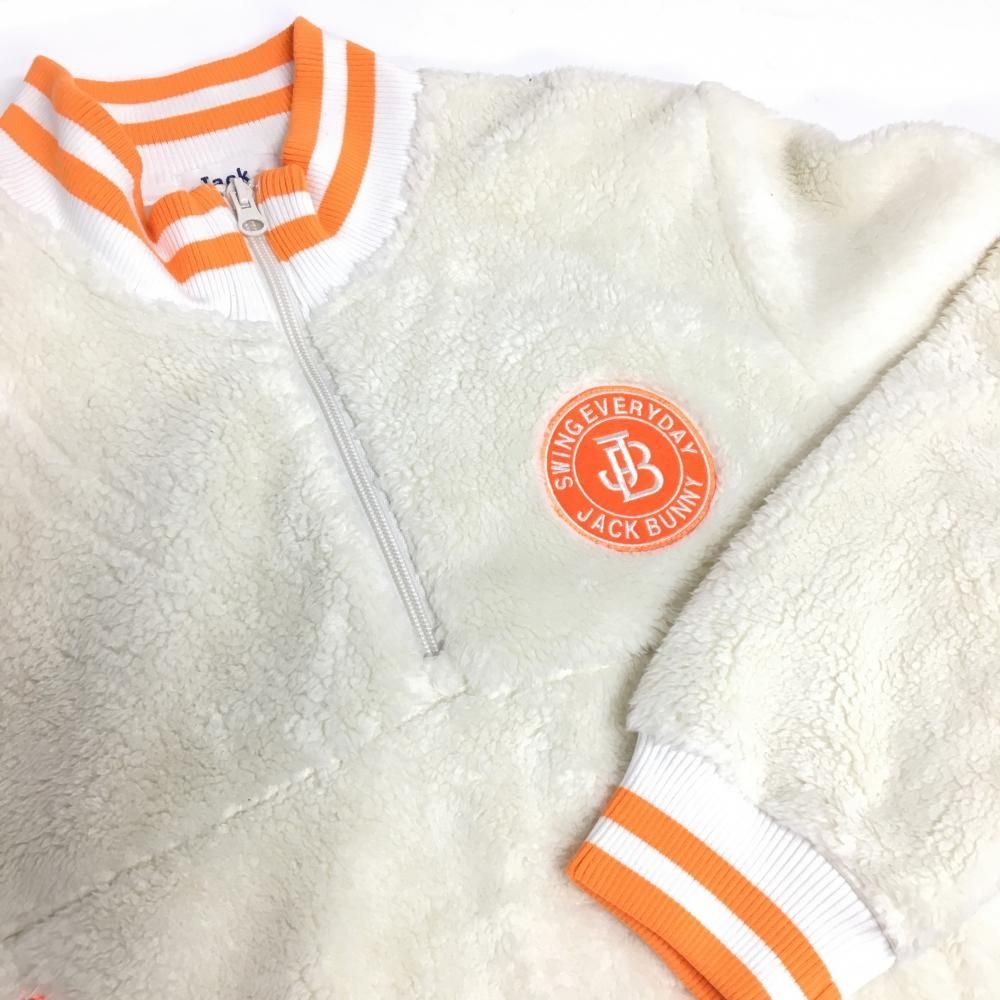 翌日配送。 ジャックバニー ハイネックブルゾン 白×オレンジ フリース ボア ハーフジップ 胸元ロゴ メンズ 6 ゴルフウェア Jack Bunny 彩り豊かな