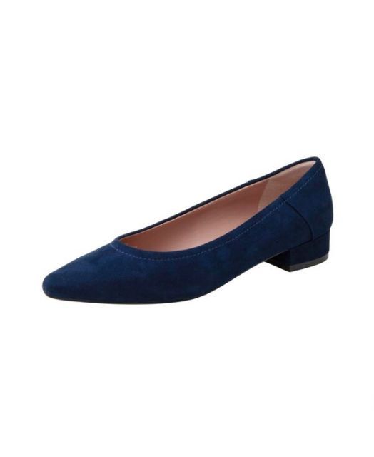 送料無料 リネアパウロ レディース パンプス シューズ BECKY | Low Block Heel Pumps Navy suede