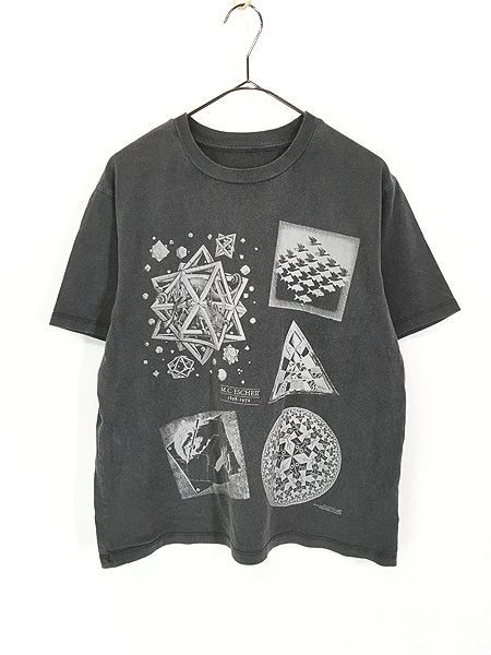 レディース 古着 90s M.C. Escher エッシャー 豪華 マルチ だまし絵 アート Tシャツ L位 古着