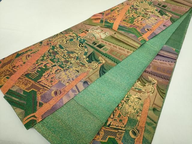 逸品!!絹 袋帯☆【佐波理綴】織の宝石・ダイヤモンドカット 切嵌 金銀 お太鼓柄 平和屋着物○極上 織の宝石・ダイヤモンドカット 佐波理綴 六通