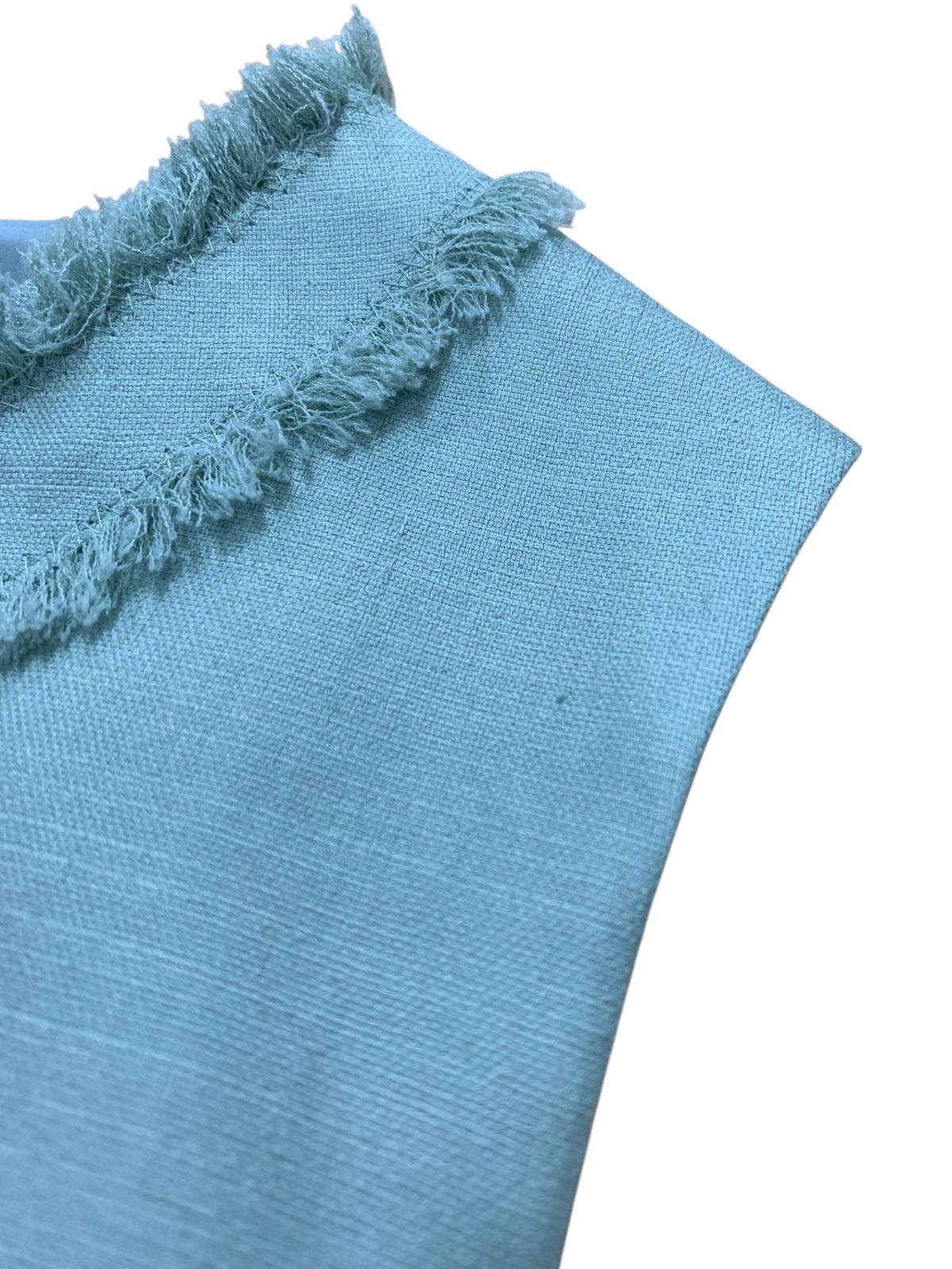 フォクシーニューヨーク リネンフェイス Dress 38321 ワンピース 38 グリーン フリンジ ITE5C976H2MS