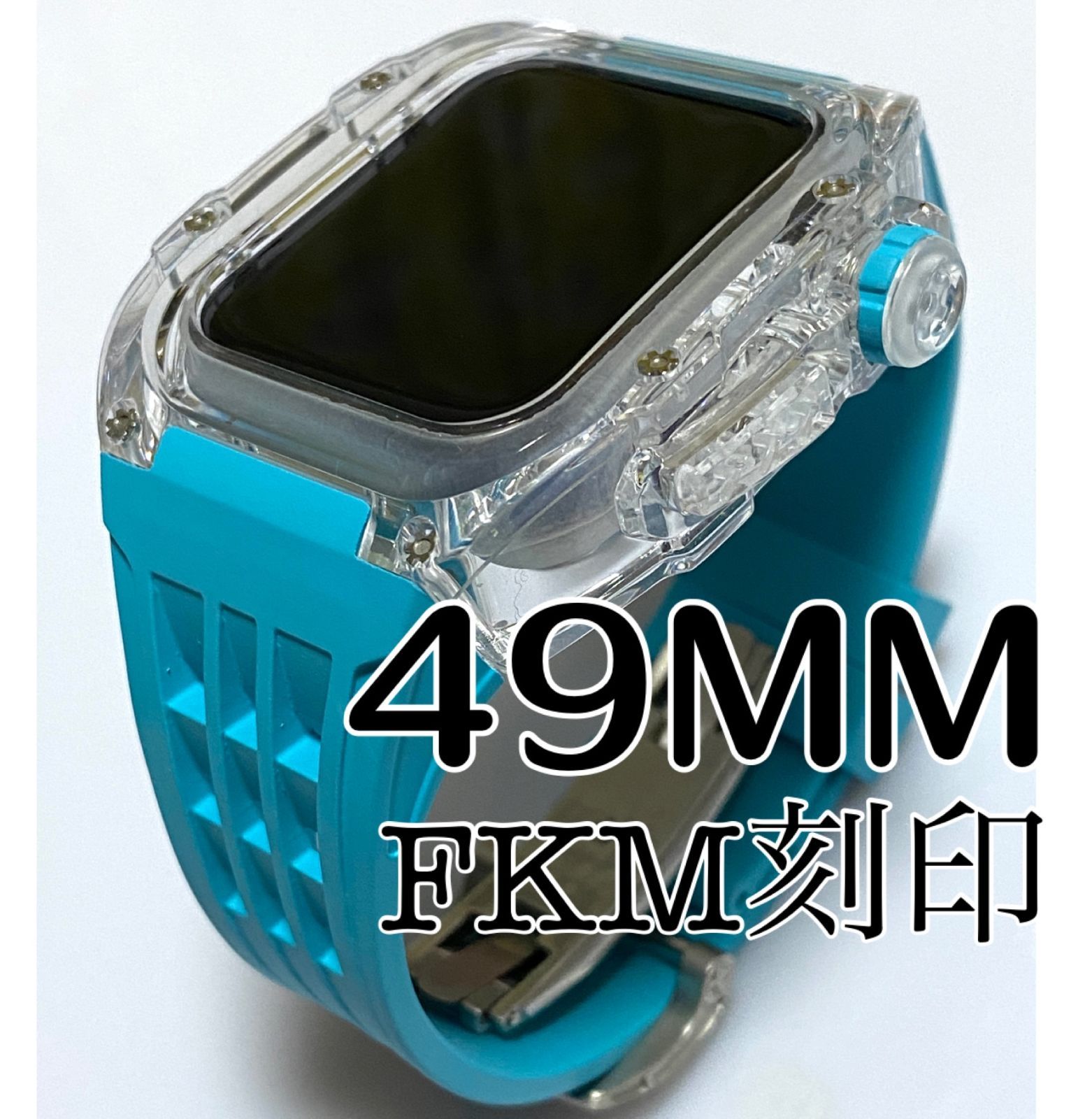 Apple Watch FKMラバーバンド　ブラック　ケース　カバー