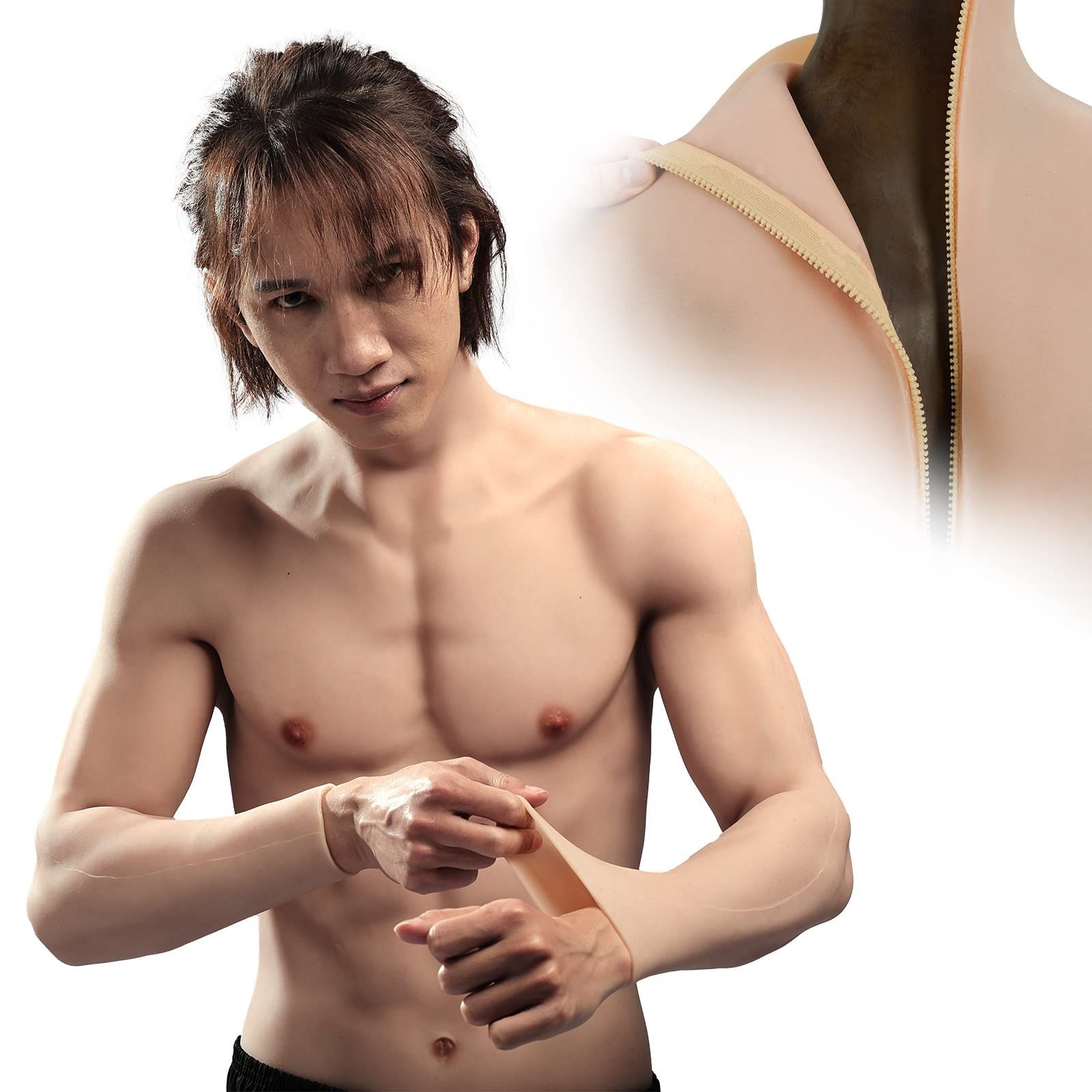 EQAIWUJIE] 筋肉スーツ 腕のあるシリコーン胸筋 メンズL 最高 Amazon