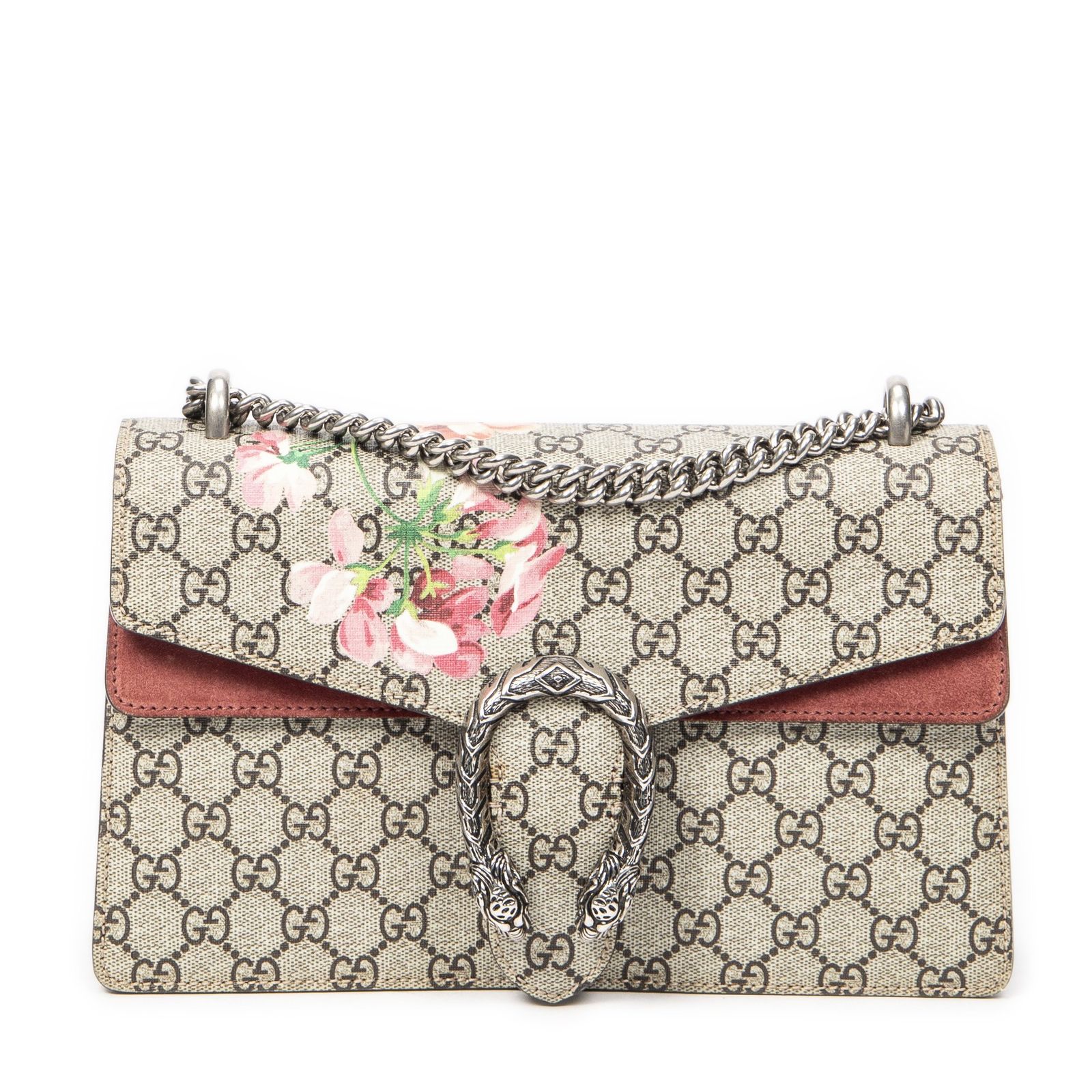 GUCCI グッチスモール ディオニュソス チェーン クロスボディベージュ ピンクブルームズ スプリーム PVCキャンバスA