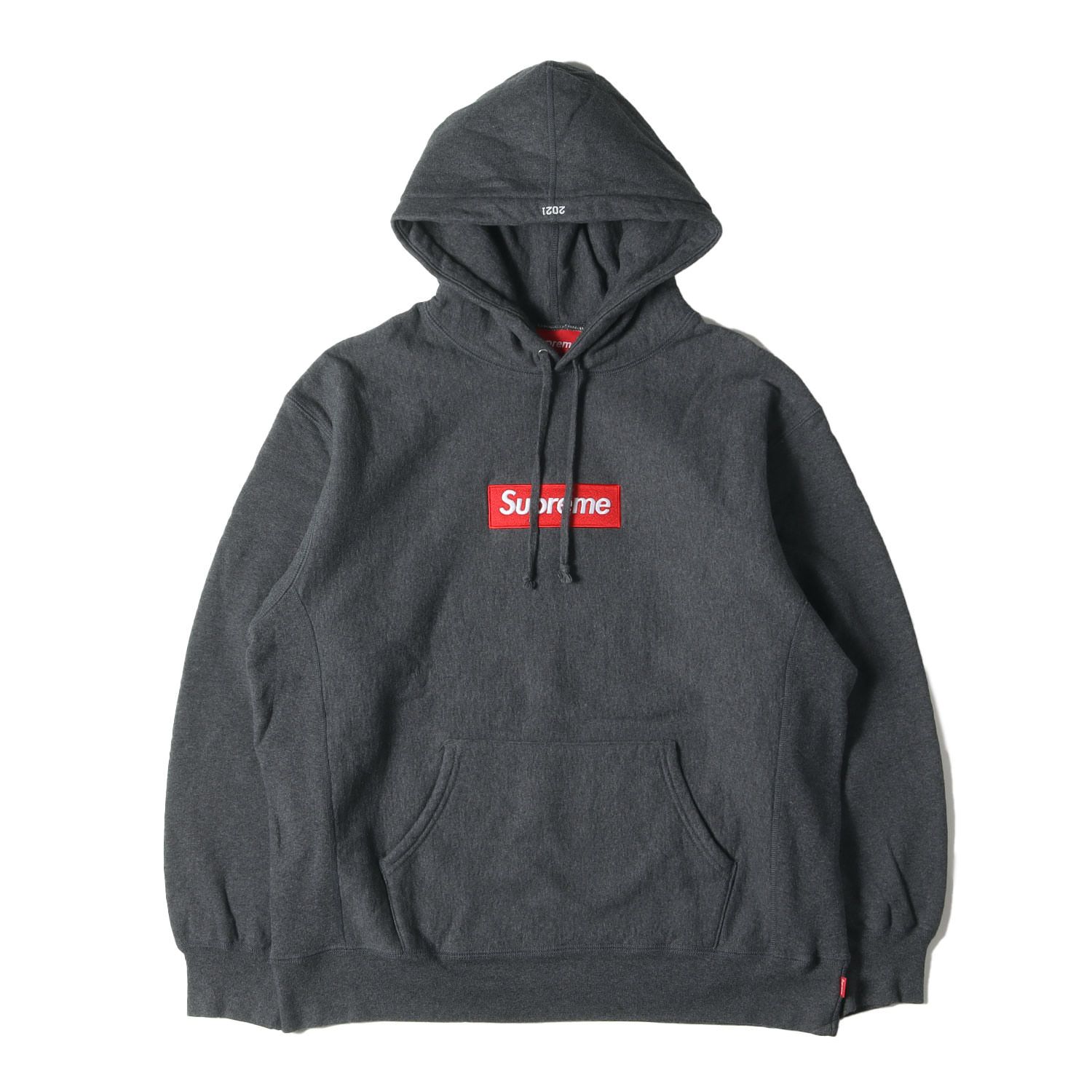美品 Supreme シュプリーム パーカー サイズ:L 21AW ボックスロゴ スウェットパーカー Box Logo Hooded Sweatshirt チャコール トップス フーディー【メンズ】