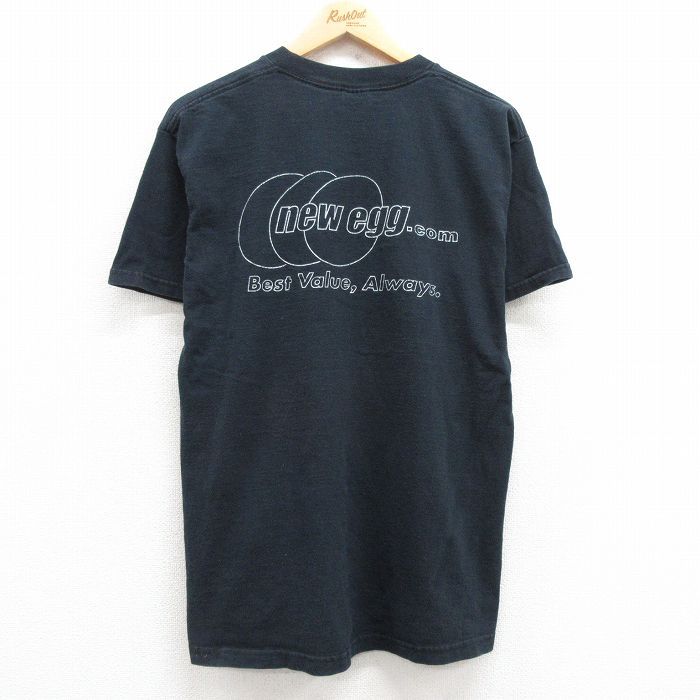 L/古着 フルーツオブザルーム 半袖 ビンテージ Tシャツ メンズ 00s new egg コットン クルーネック 黒 ブラック spe 24aug07 中古