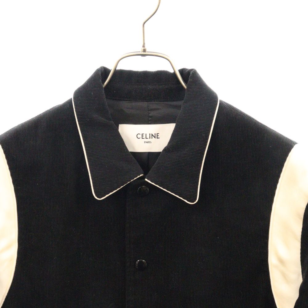 CELINE (セリーヌ) 21AW TEDDY JACKET テディジャケット コーデュロイ スタジアムジャンパー ブルゾン ブラック/ホワイト  2V191865D - メルカリ