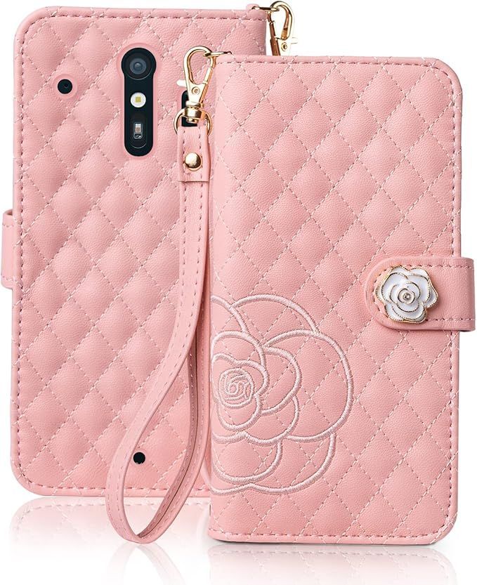 らくらくスマートフォン me F-01L ケース 薔薇 バラ 刺繍 f-42a F-01L ケース 手帳型 おしゃれ SZJamie スマホケース 手帳型 女性 上品 高級レザー 軽量 手触り 可愛い F-42Aカバー f-01lカバー か