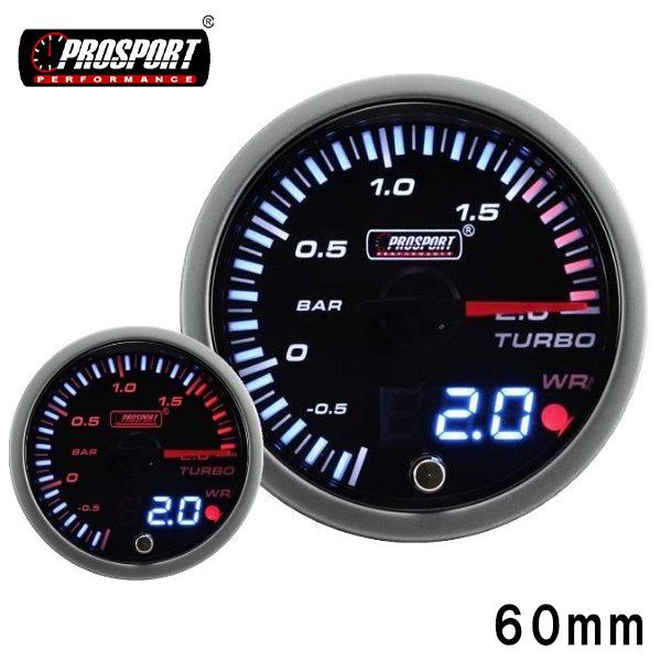 車 ブースト計 メーター 60パイ PROSPORT プロスポーツ デジタル アナログ同時表示 ワーニング機能付 60mm 60ミリ 60Φ カスタム パーツ