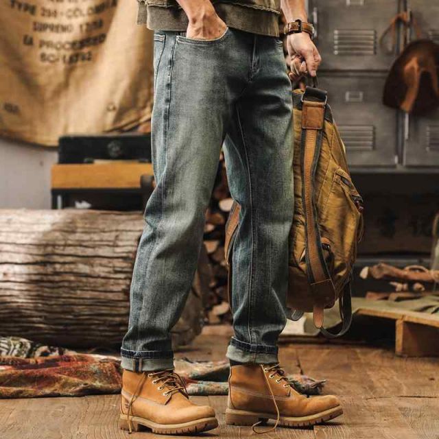 秋冬 メンズ 服 シンプル ファッション オシャレ 大人 かっこいい 大きいサイズ ストリート 紳士服 アメリカン レトロ ジーンズ ストレッチ スリム ストレート パンツ 秋 ダメージ ウォッシュ カジュアル