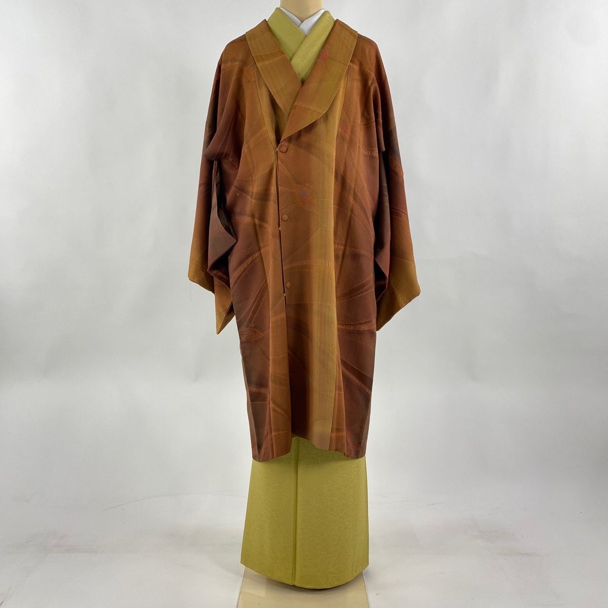 道中着 身丈101cm 裄丈67.5cm L 和装コート ぼかし柄 水色 正絹 逸品  