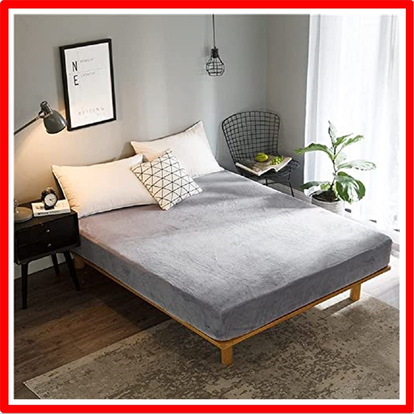 【匿名配送】グレー_ダブル 150x200CM ORFINA ボックスシーツ シングル/セミダブル/ダブル/キング 秋冬用 あったか 敷き布団カバー マチ部分約