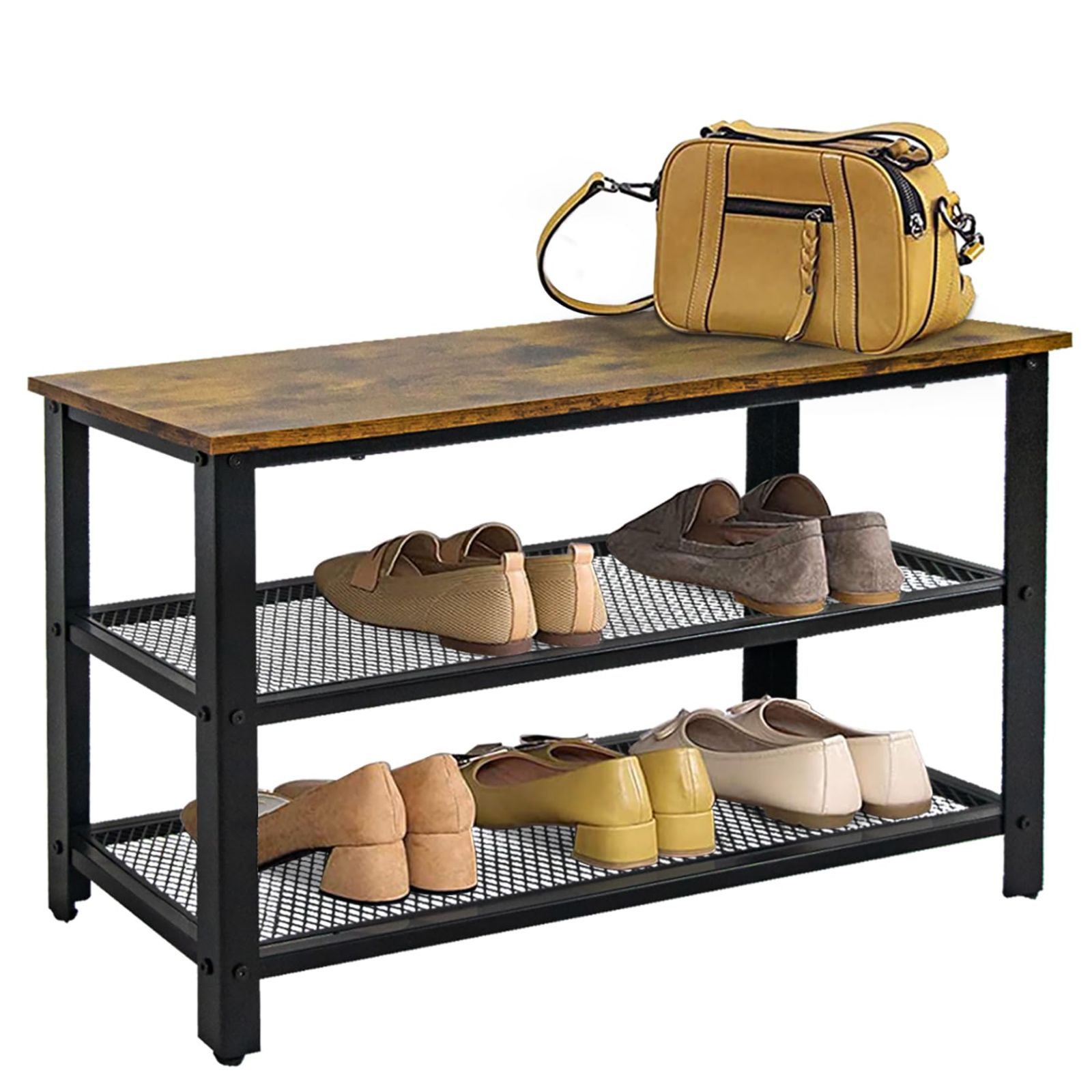 【新着商品】三段 オープンラック 収納ホルダー オープンシェルフ シューズ収納 シェルフ 玄関 靴収納 丈夫で座れる 木製 幅73cm 靴箱 省スペース 靴棚 スリム 棚 ラック おしゃれ シューズラック アジャスター付き fusehome