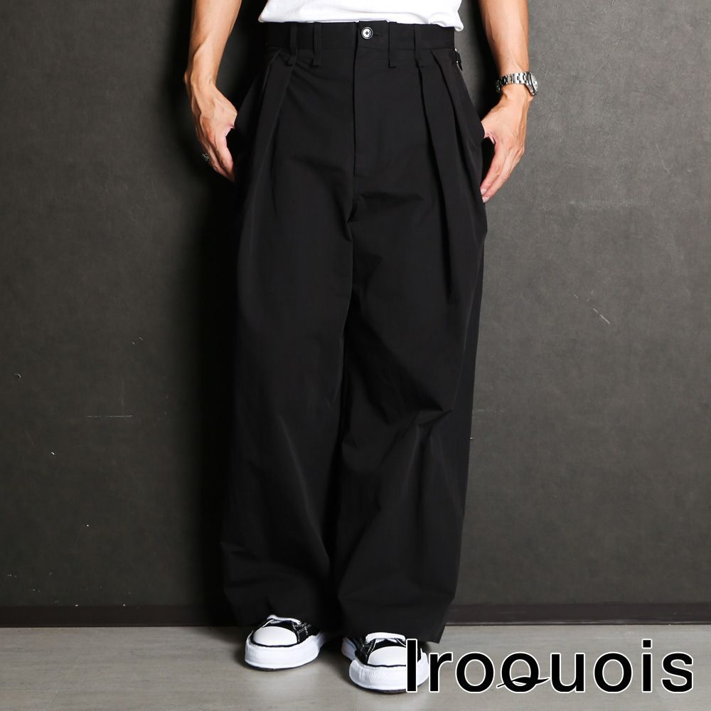 Iroquois/イロコイ】 HIGH COUNT RUBBER CLOTH WIDE CHINOS / 2タック