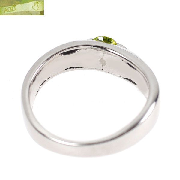 Pt900 アップルグリーン レス ダイヤモンド リング 0.232ct D0.21ct