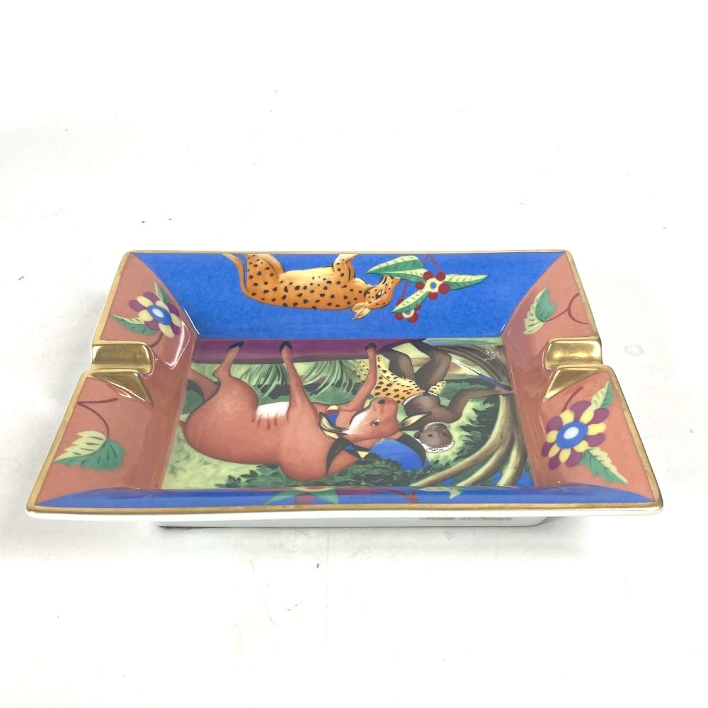HERMES エルメス 灰皿 アニマル柄 アッシュトレイ 陶器 マルチカラー