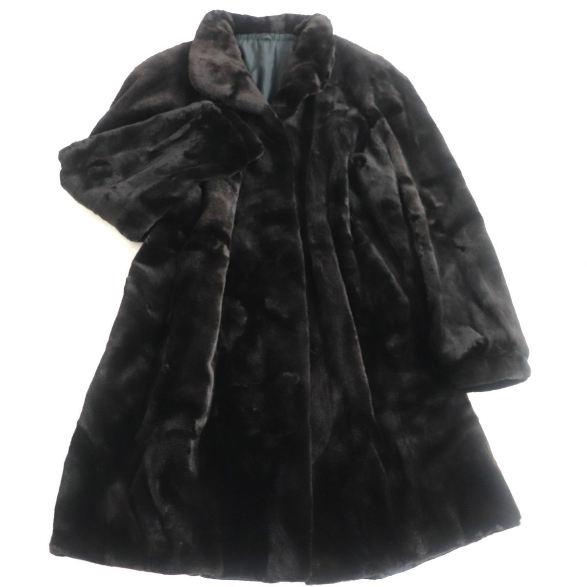 美品☆SAGA MINK サガミンク シェアードミンク 本毛皮セミロングコート 
