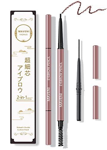 #6-アッシュブラウン マベニ(Maveni) 超細芯 アイブロウペンシル 極細 ブラシ付き 落ちにくアイブロウ 【同色ペルシ付属 詰め替え用】水・汗・皮脂に強い