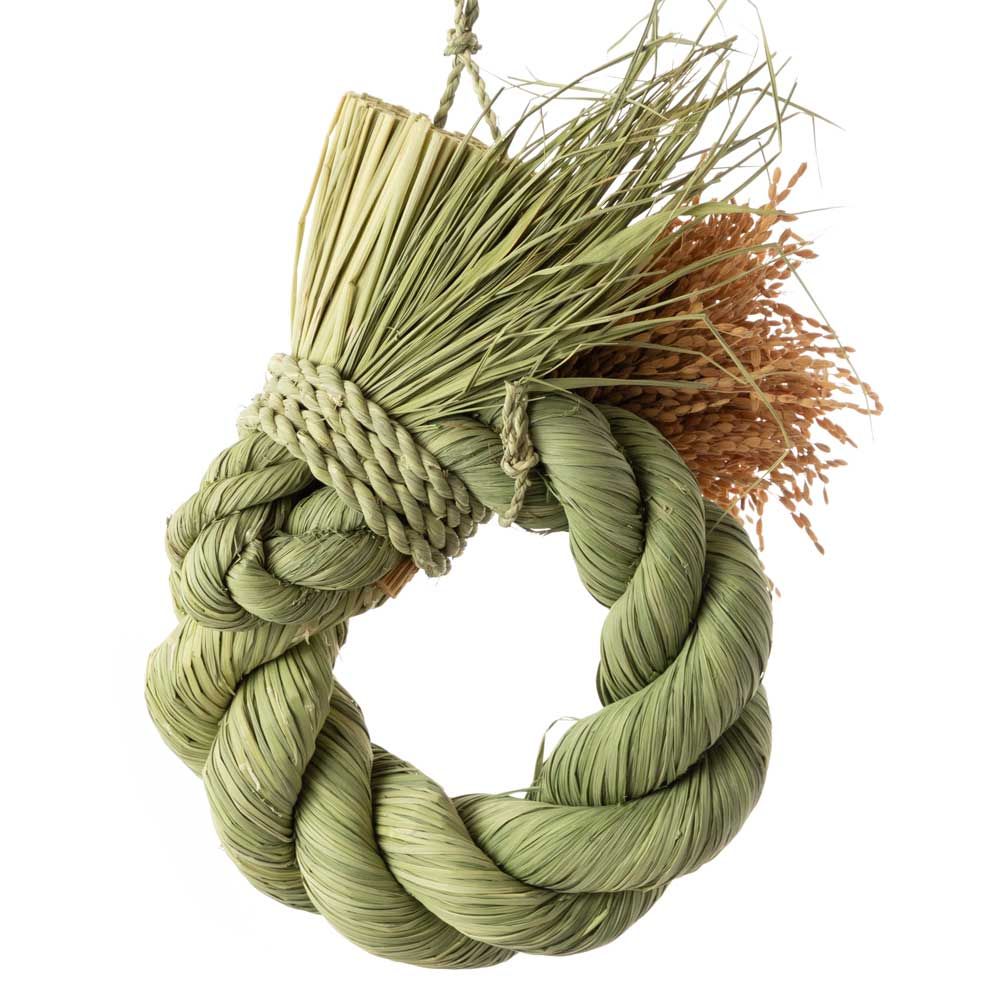 正月しめ飾り わらむ 円満 えんまん 大 国産わらの縁起物 玄関飾り マンションのドアにも 壁掛け 30×25cm 日本製 国産 繁栄発展 運気上昇