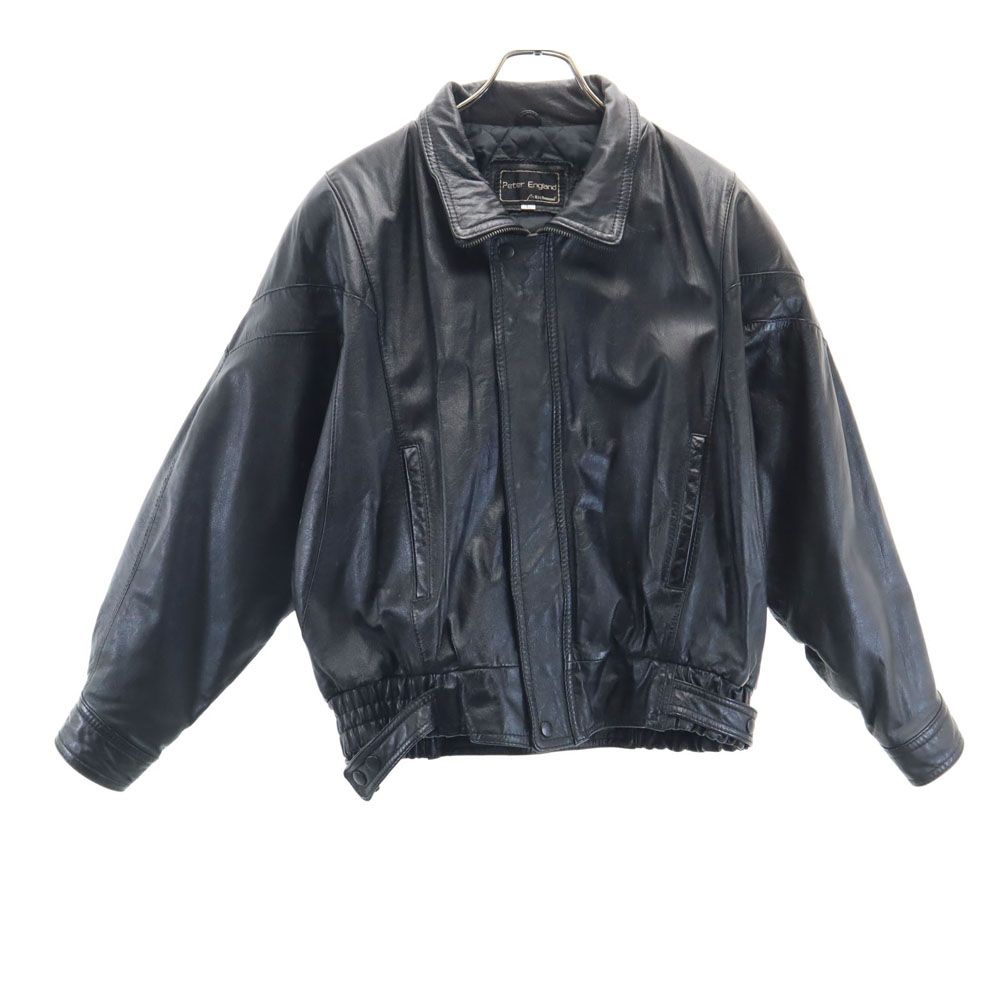 Peter England ピーターイングランド レザージャケット L ブラック メンズ 古着