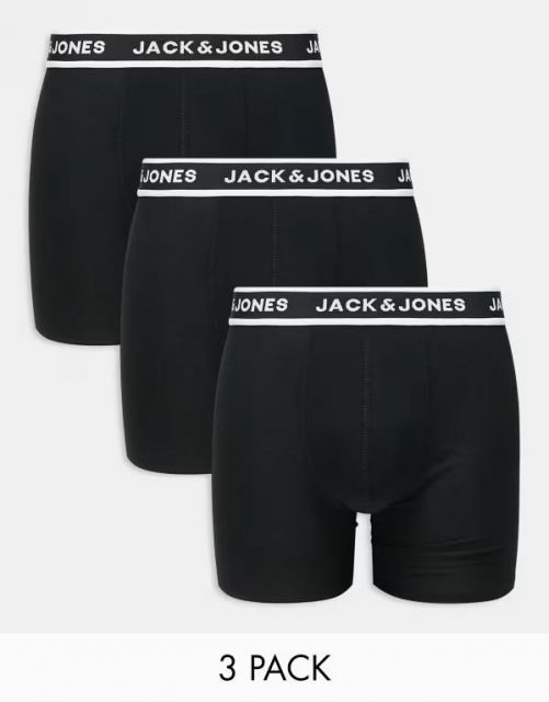 送料無料 ジャック アンド ジョーンズ メンズ トランクス アンダーウェア Jack - Jones 3 pack long briefs in black Black