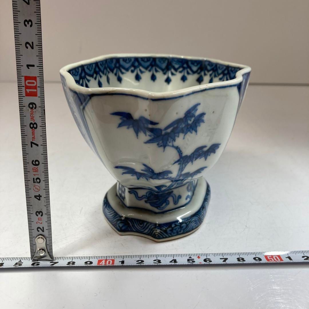 御庭焼　江戸後期　松竹梅図高台鉢　最大横幅16.6㎝　東Y5-0615①タカチ 御庭焼 江戸後期 松竹梅図高台鉢 最大横幅16.6㎝ 東Y5-0615①