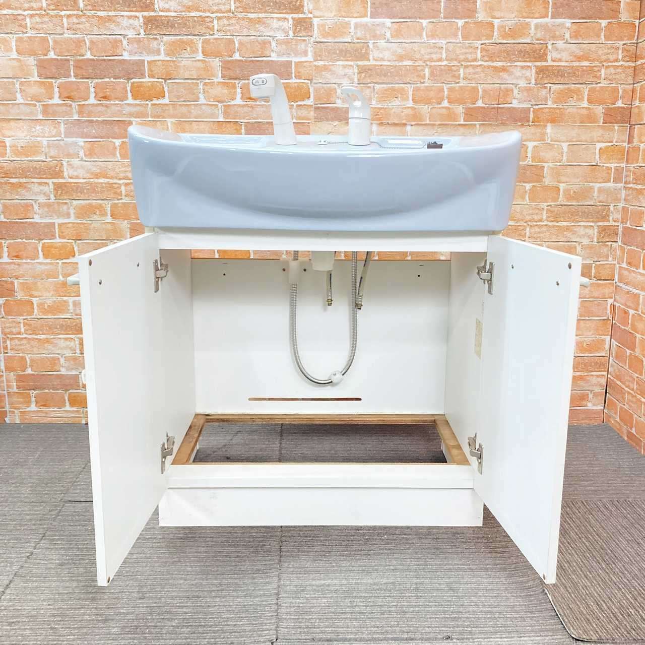 【新品、本物、正規品】 品 INAX 陶器製 シングルレバー混合水栓蛇口付き 2枚扉タイプ 手洗台 洗面化粧台 幅75cm 750mm 38I