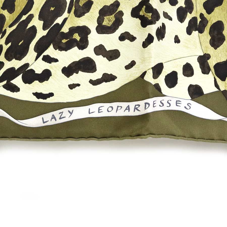 HERMES エルメス スカーフ カレ90 Lazy Leopardess レイジー レオパード オリーブ 正規品 / 31169レディース