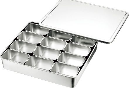 18-8 ミニ調味料入バット 12ヶ入 田型 66612
