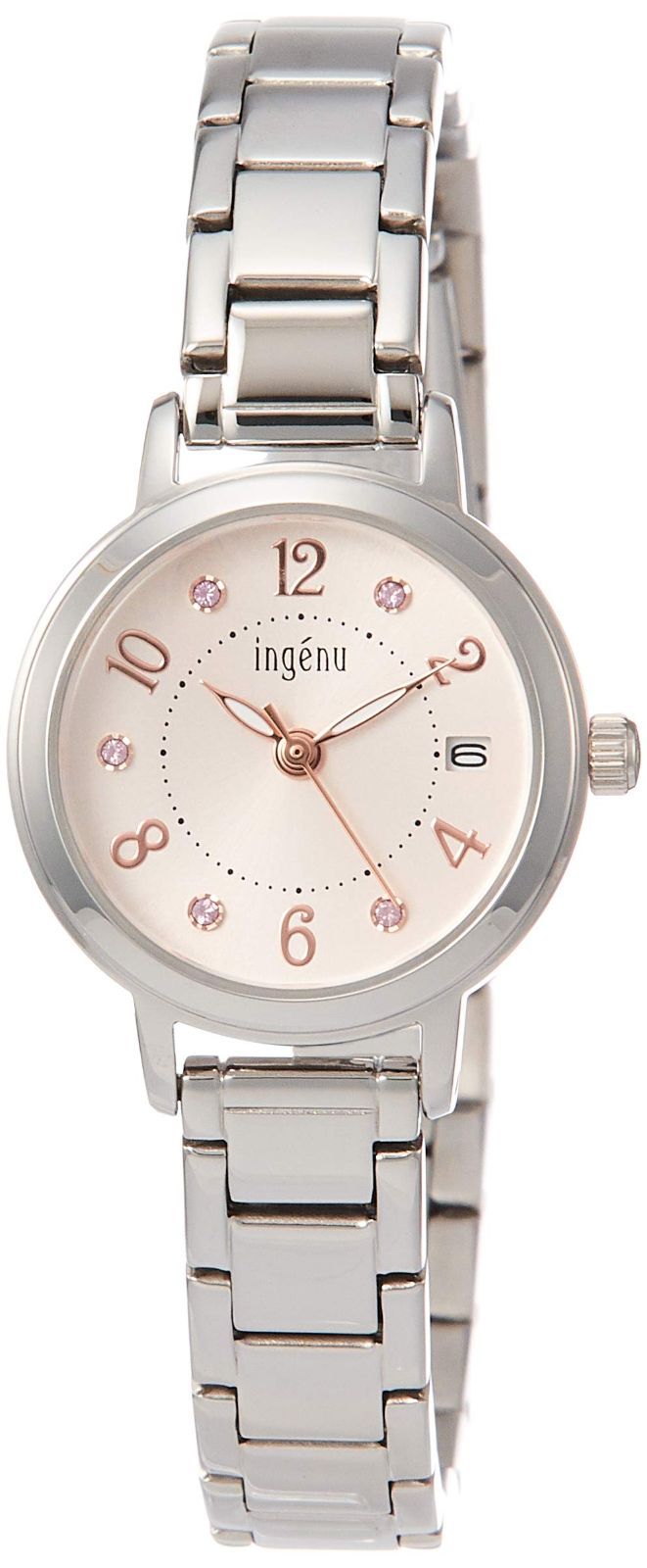 新着商品 セイコーウォッチ 腕時計 アンジェーヌ スワロフスキー 薄オレンジ文字盤 カーブ無機ガラス AHJK445 レディース シルバー