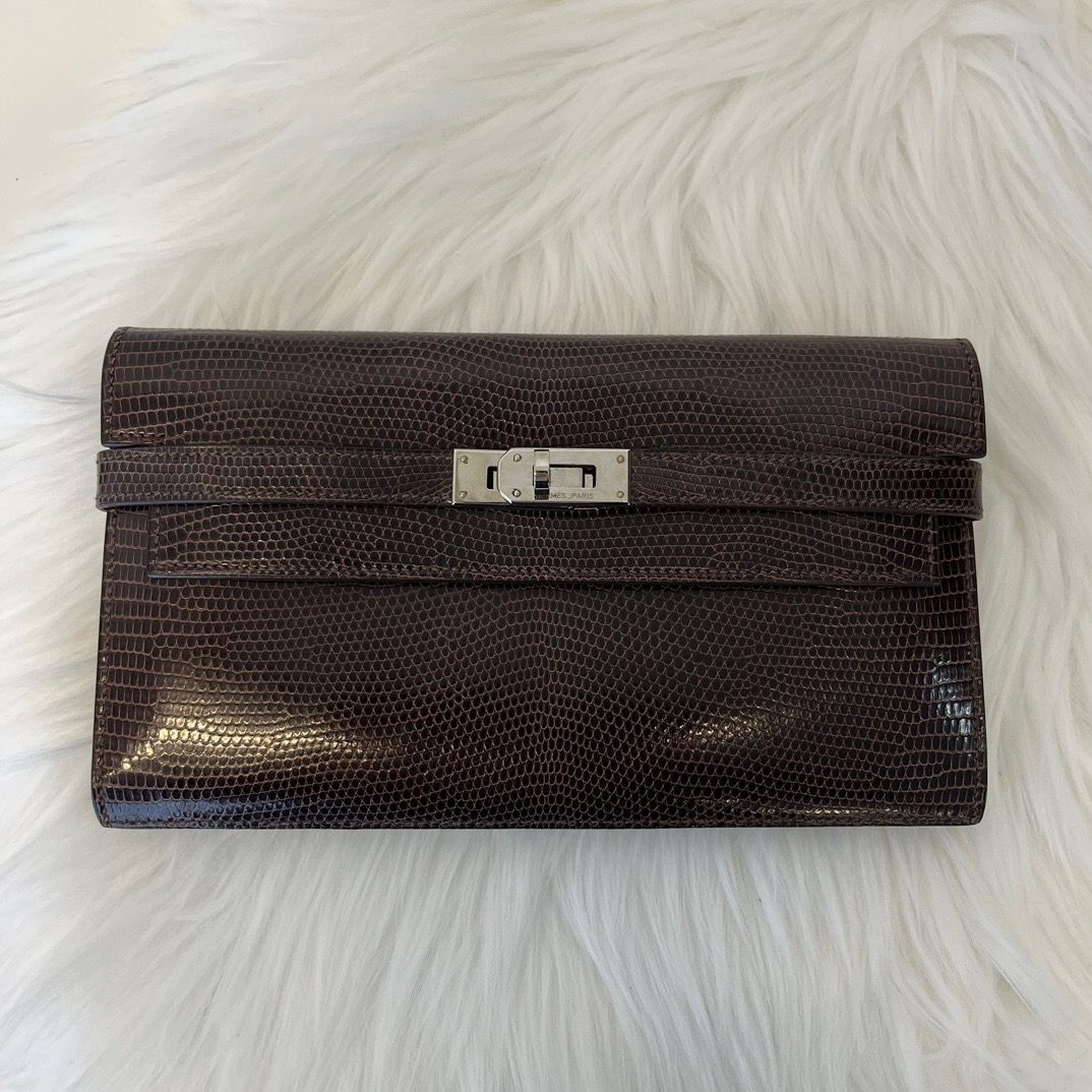 エルメス ケリーウォレット リザード 中古 HERMES