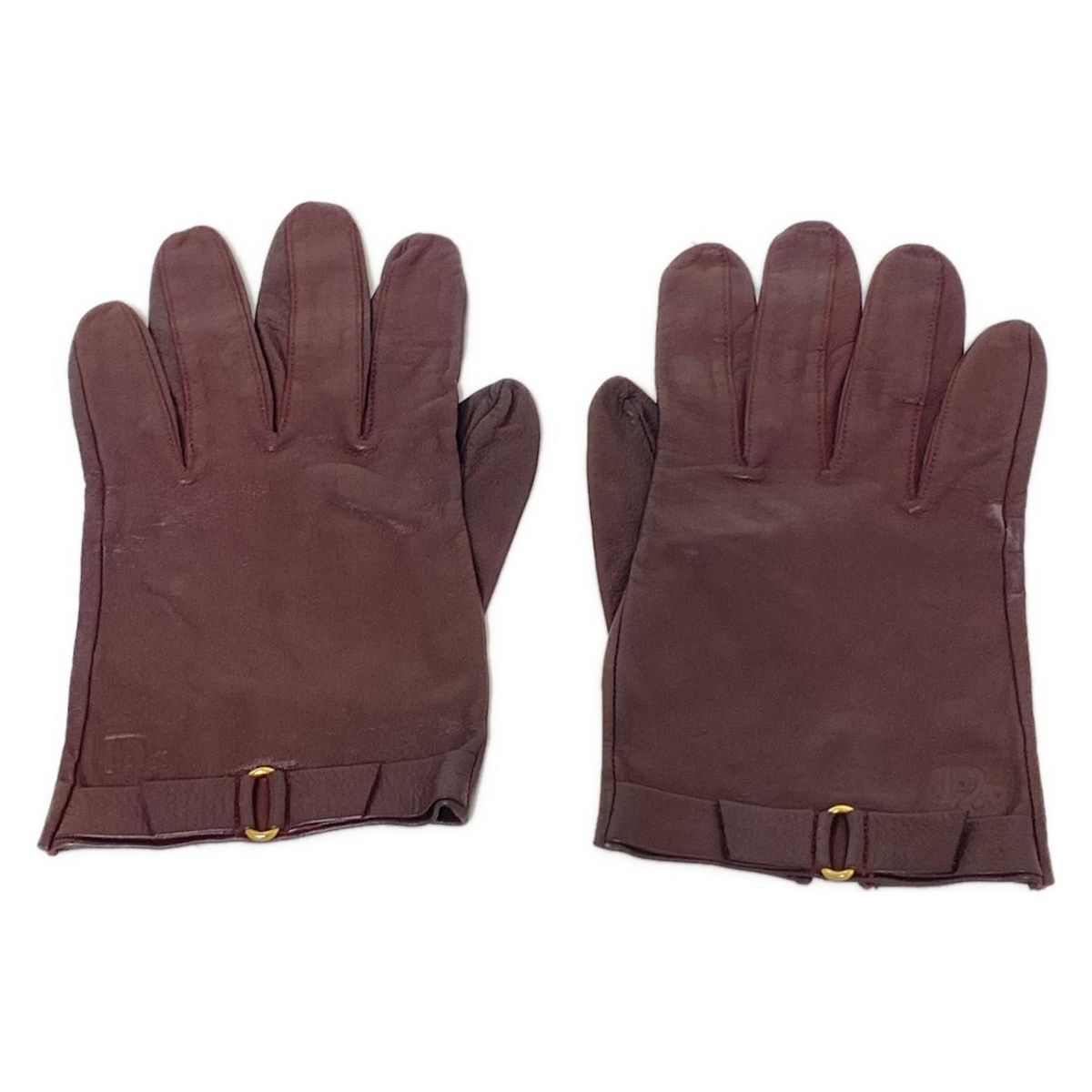 DIOR ChristianDior ディオール クリスチャンディオール 手袋 レディース - ボルドー レザー