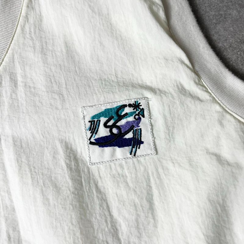 80s adidas ステファン エドバーグ ロゴ 刺繍 プルオーバー ナイロン