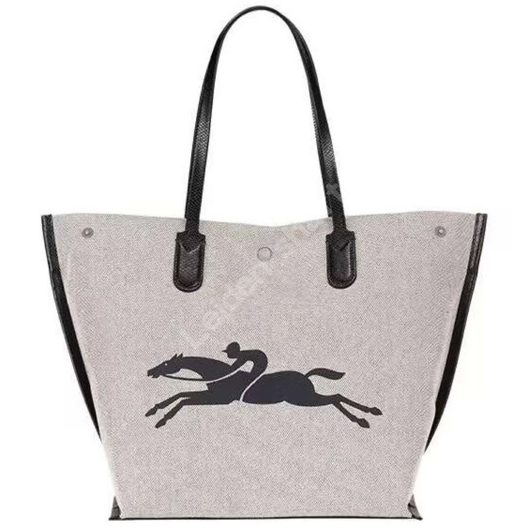 極上品 希少モデル ロンシャン ロゾ トートバッグ キャンバス レザー 完売レア【Longchamp】ロゾROSEAU*キャンバストート*L