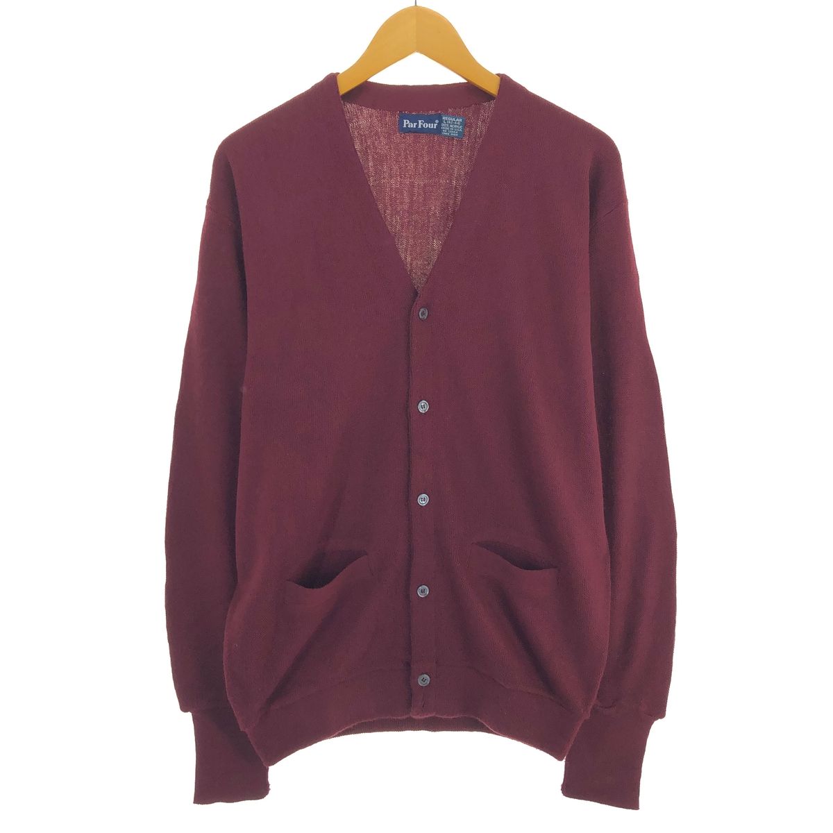 80s アクリル ニット カーディガン Lサイズ USA製 アメリカ古着 グレー 無地 ワンポイント刺繍 セーター ヴィンテージ VINTAGE オールド ジャンセン JANTZEN 80s アクリルカーディガン 大きめ ニット USA製